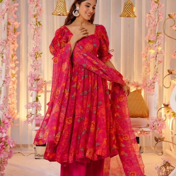 Silk Printed Salwar Suit - Picture 7 of 13